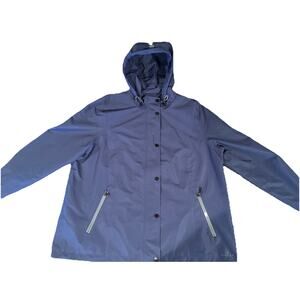 Nuage Removable Hood Rain Jacket Blue Waterproof Windbreaker XL Anorak Coat